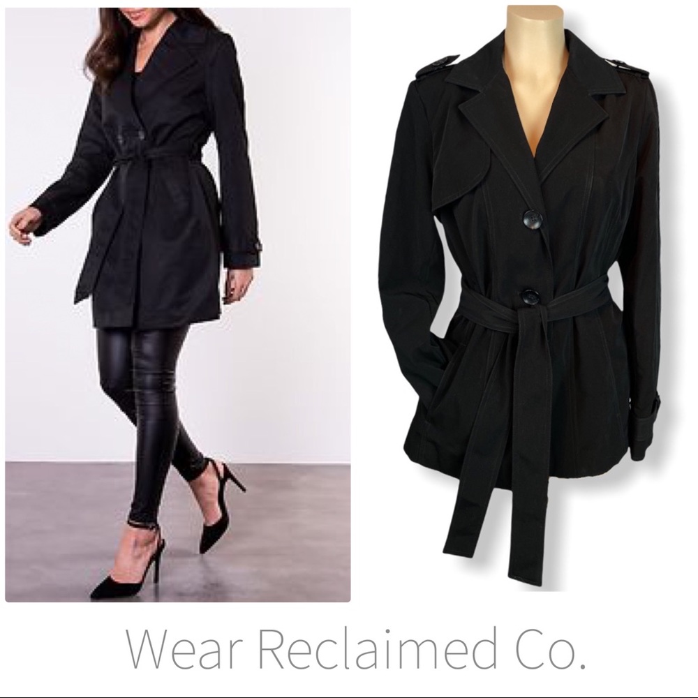 COPY - ESPRIT Black Mid Length Belted Trench Coat